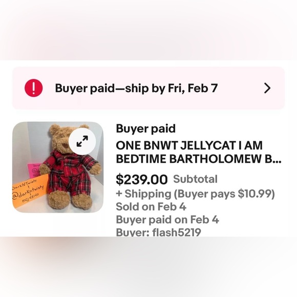RETIRED BNWT Jellycat Bartholomew Bear Decoration plush ornament - Picture 11 of 12